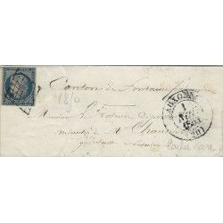 Cérès N°4 oblitéré grille, grand cachet à date Auxonne 1850, TB. R