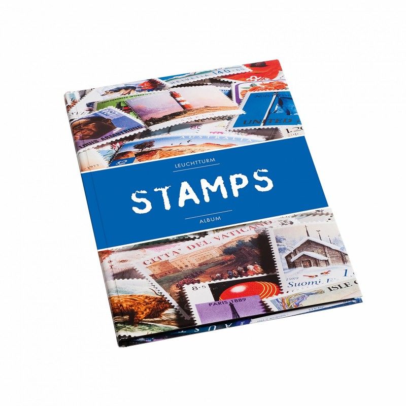 Classeur à motifs STAMPS A4 pour timbres avec 16 pages noires.