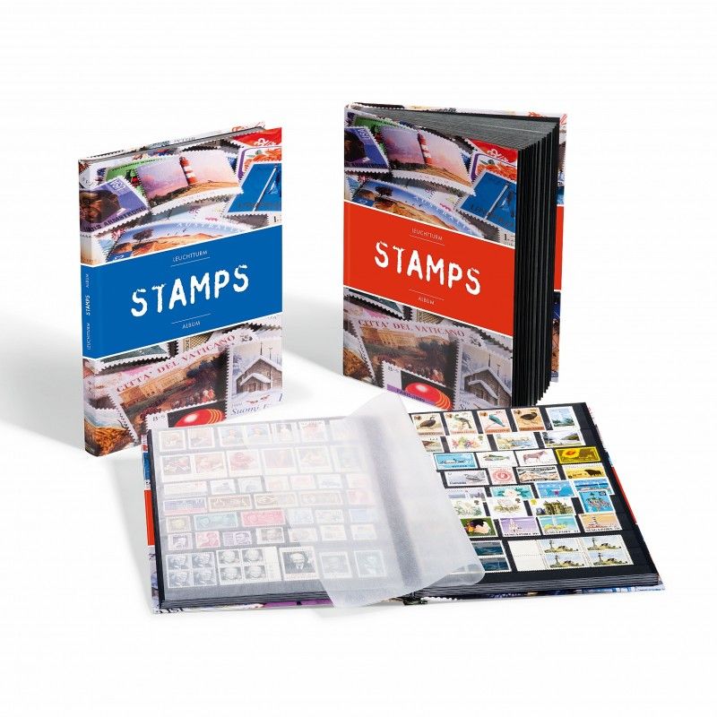 Classeur à motifs STAMPS A4 pour timbres avec 16 pages noires