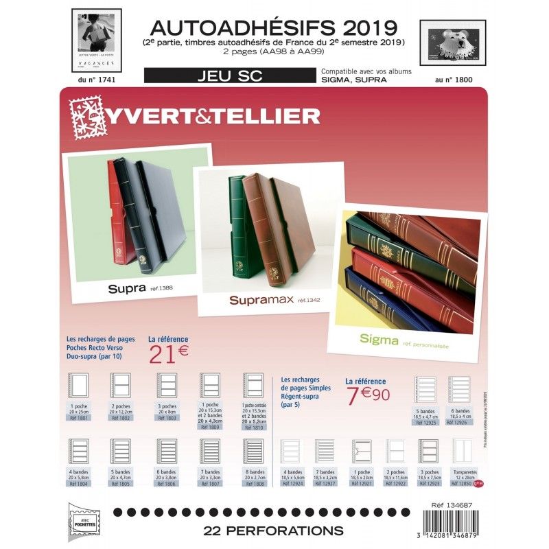 Jeux SC France timbres autoadhésifs 2019 deuxième semestre.