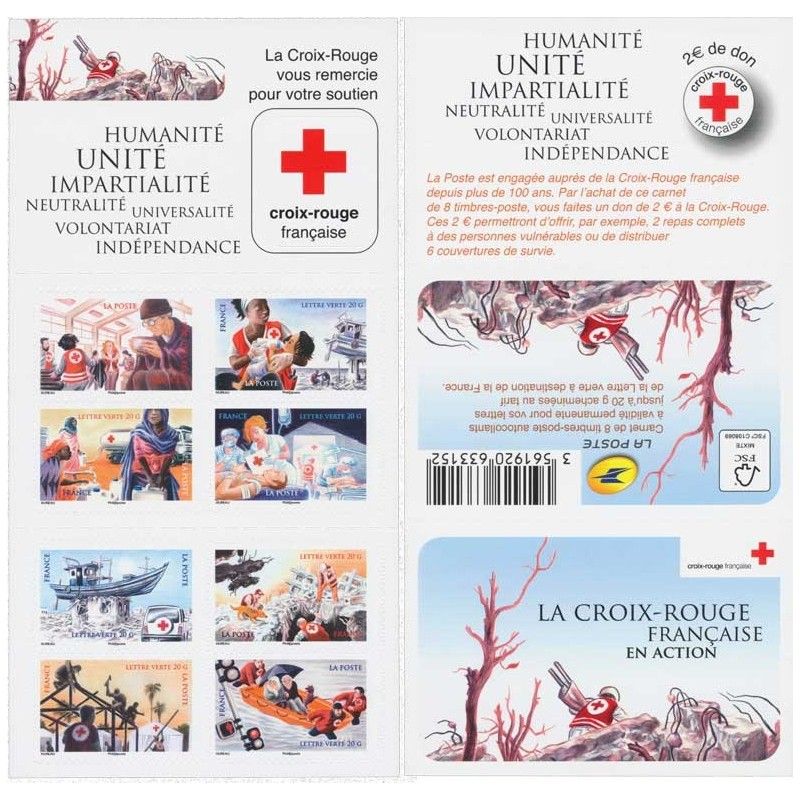 Carnet de timbres Croix-Rouge 2015.