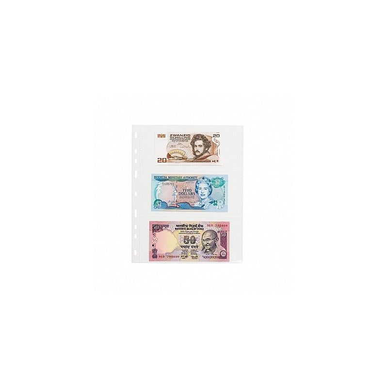 Pochettes plastique souple Optima pour billets de banque.