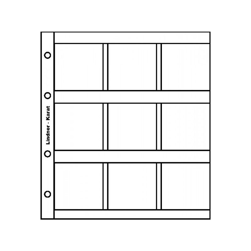Feuilles numismatiques Karat pour 9 étuis carton 50 x 50 mm.
