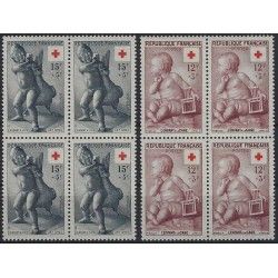Croix-Rouge 1955 timbres n° 1048-1049  bloc de 4 neuf**.