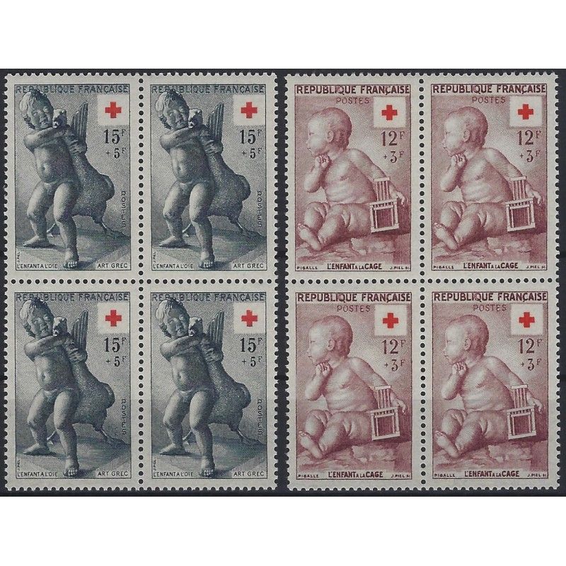 Croix-Rouge 1955 timbres n° 1048-1049  bloc de 4 neuf**.