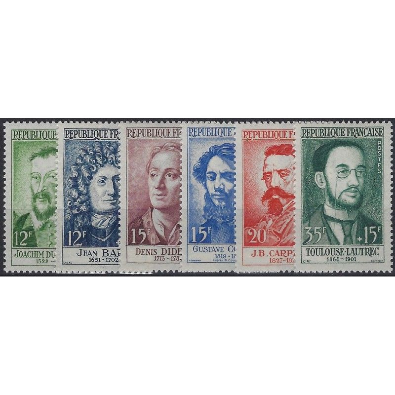 Célébrités 1958 timbres de France N° 1166-1171 série neuf**.