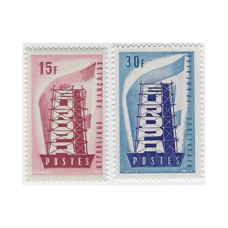Europa 1956 timbres de France n° 1076-1077 neuf**.