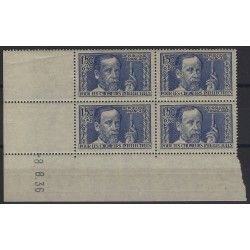 Pasteur timbre de France N°333 bloc coin daté neuf**.