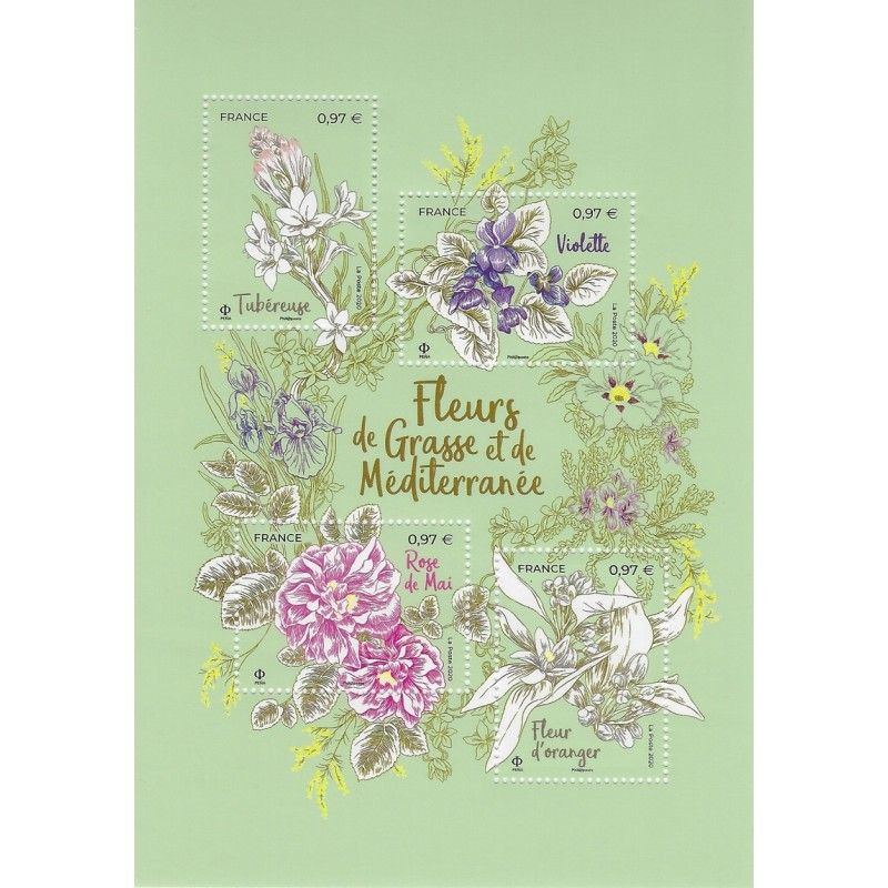 Feuillet de 4 timbres Fleurs de Grasse F5400 neuf**.