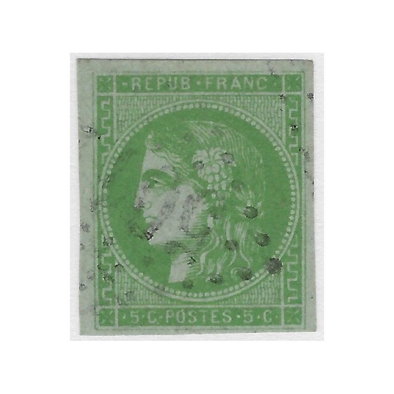 Bordeaux timbre de France N° 42Bc vert-gris oblitéré.