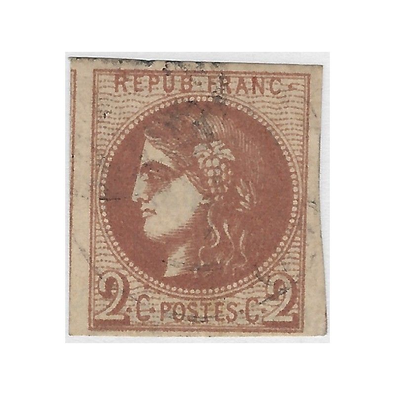 Bordeaux timbre de France N° 40Bg chocolat oblitéré.