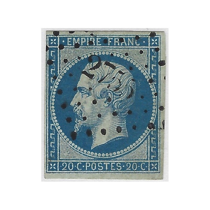 Empire non dentelé timbre de France N° 14Ba oblitéré.