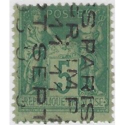 Timbre de France préoblitéré N°15 surcharge 5 lignes.