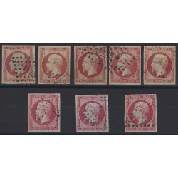 Empire non dentelé timbre de France N°17 lot de 8 exemplaires.