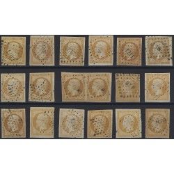 Empire non dentelé timbre de France N°13A lot de 17 exemplaires.