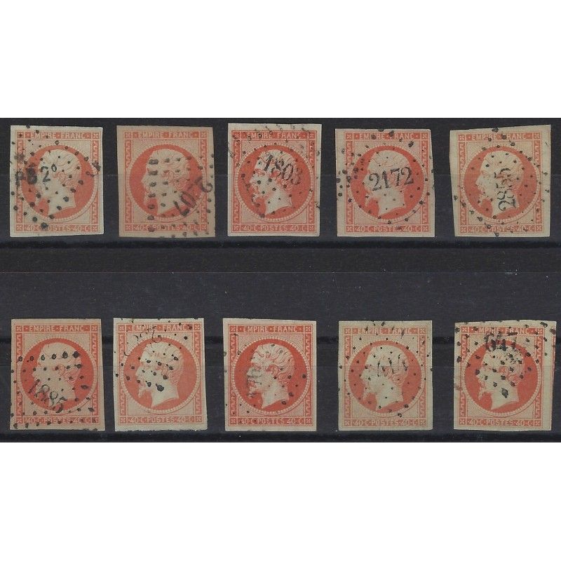 Empire non dentelé timbre de France N°16 lot de 10 exemplaires.
