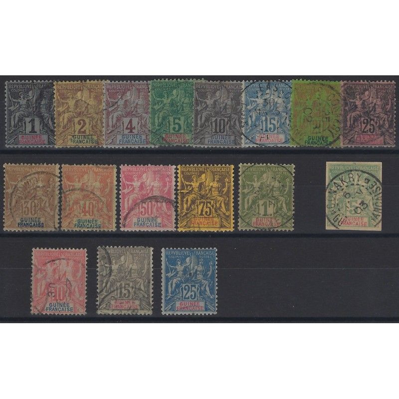 Guinée Française 1892-1900 sélection de timbres oblitérés.
