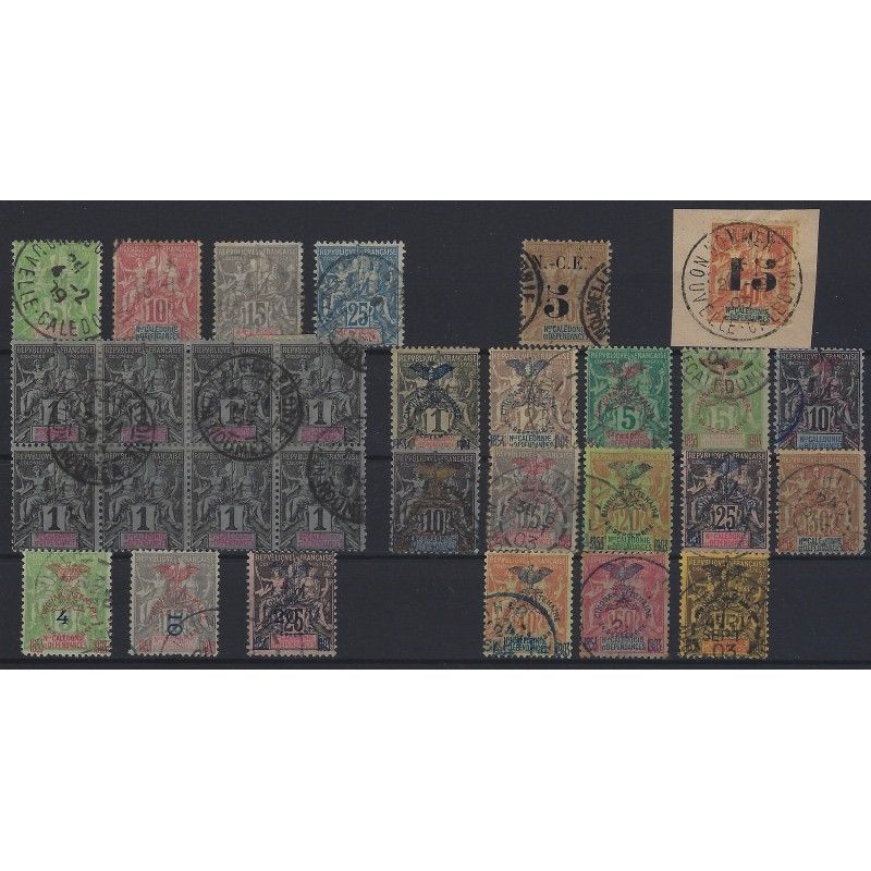 Nouvelle Calédonie 1892-1903 sélection de timbres oblitérés.