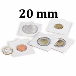 Cadres cartonnés autocollant pour monnaies jusqu'à 20mm.