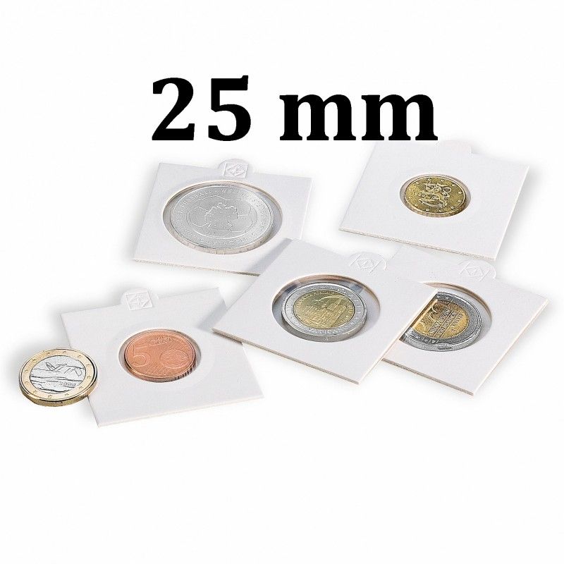 Cadres cartonnés autocollant pour monnaies jusqu'à 25mm.