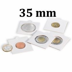 Cadres cartonnés autocollant pour monnaies jusqu'à 35mm.