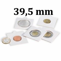 Cadres cartonnés autocollant pour monnaies jusqu'à 39,5mm.