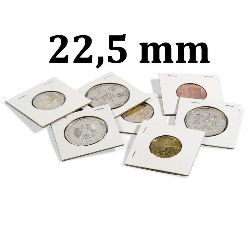 Etui carton à agrafer pour monnaies jusqu'à 22,5 mm.