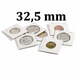 Etui carton à agrafer pour monnaies jusqu'à 32,5 mm.
