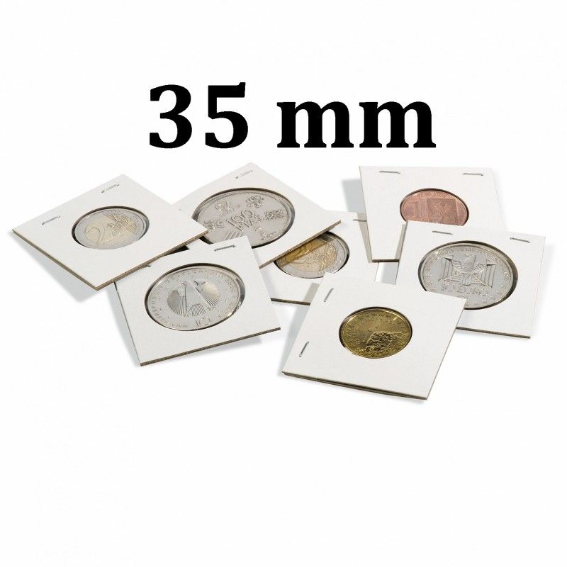 Etui carton à agrafer pour monnaies jusqu'à 35 mm.