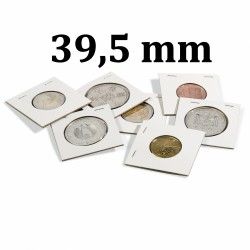 Etui carton à agrafer pour monnaies jusqu'à 39,5 mm.