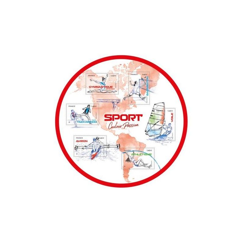 Feuillet de 6 timbres Sport couleur passion F5418 neuf**.