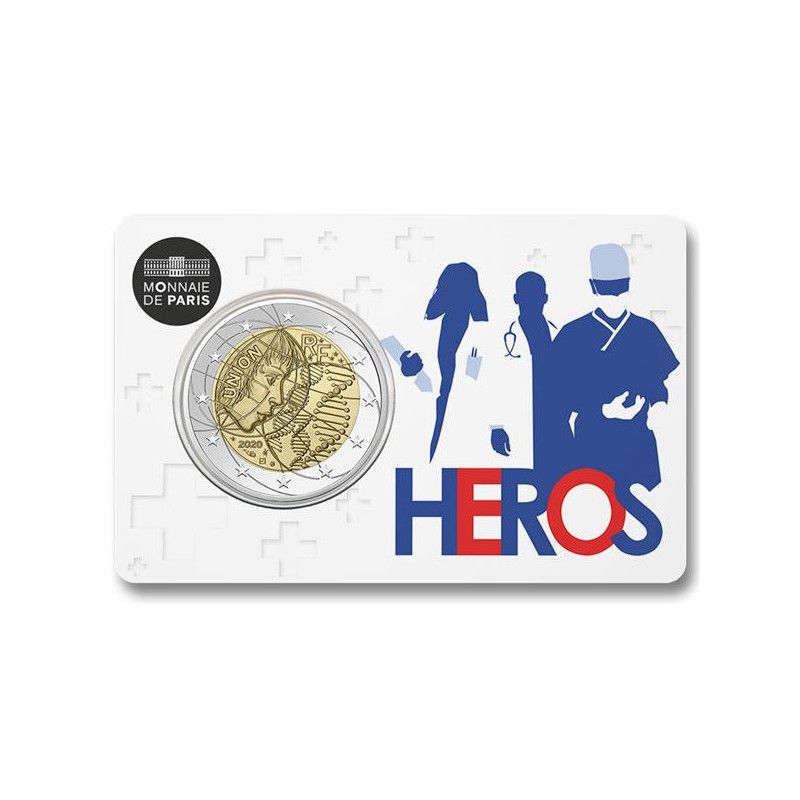 2 euros commémorative coincard BU France 2020 - Héros.