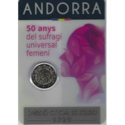 2 euros commémorative Andorre BU 2020 - 50 ans du Suffrage Universel Féminin.