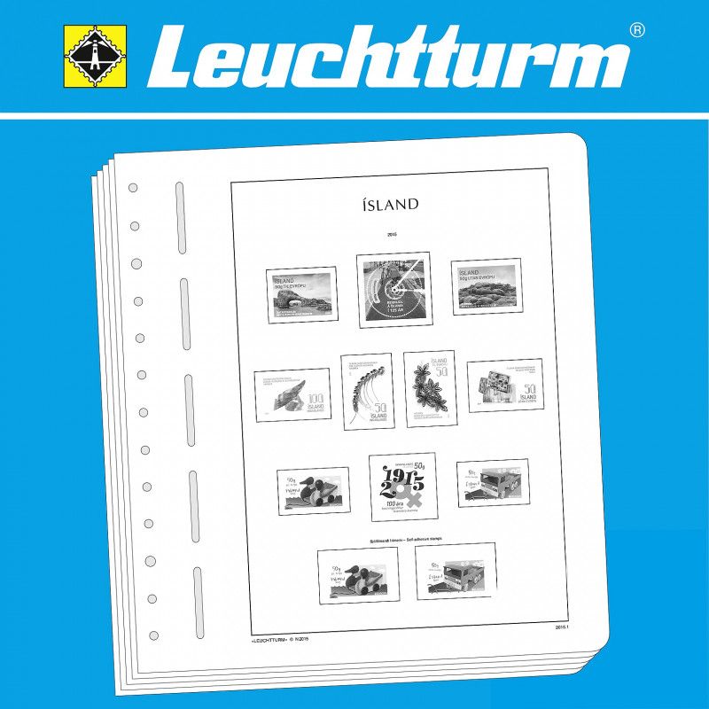 Feuilles pré imprimées Leuchtturm Islande 1873-1943.