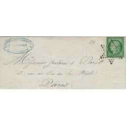 Cérès non dentelé N°2 oblitéré étoile sur lettre de Paris 1853. R