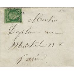 Cérès non dentelé N°2b oblitéré étoile sur lettre de Paris 1853. R