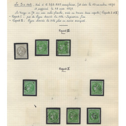 Type Bordeaux, étude de timbres oblitérés 1870, TB/SUP.