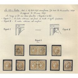 Type Bordeaux, étude de timbres oblitérés 1870, TB/SUP.