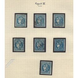 Type Bordeaux, étude de timbres oblitérés 1870, TB/SUP.