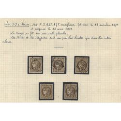 Type Bordeaux, étude de timbres oblitérés 1870, TB/SUP.
