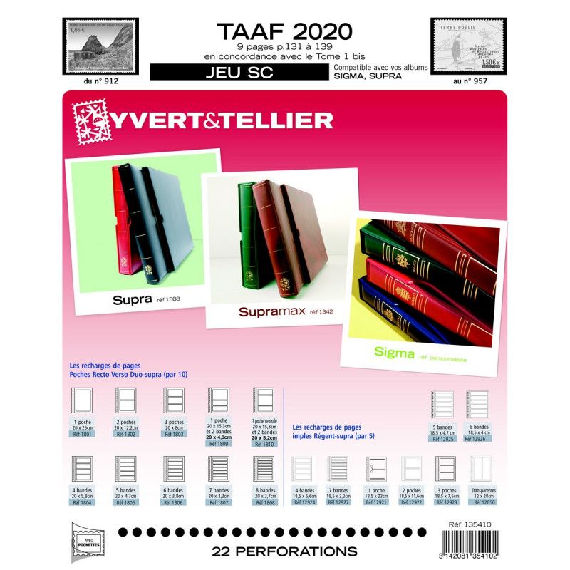 Jeux SC Yvert timbres des T.A.A.F. 2020.