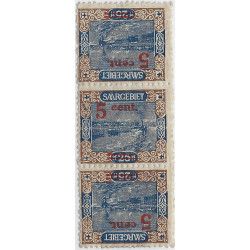 Sarre 1921 timbre n°70b tête-bêche dans une bande de 3 neuf*.