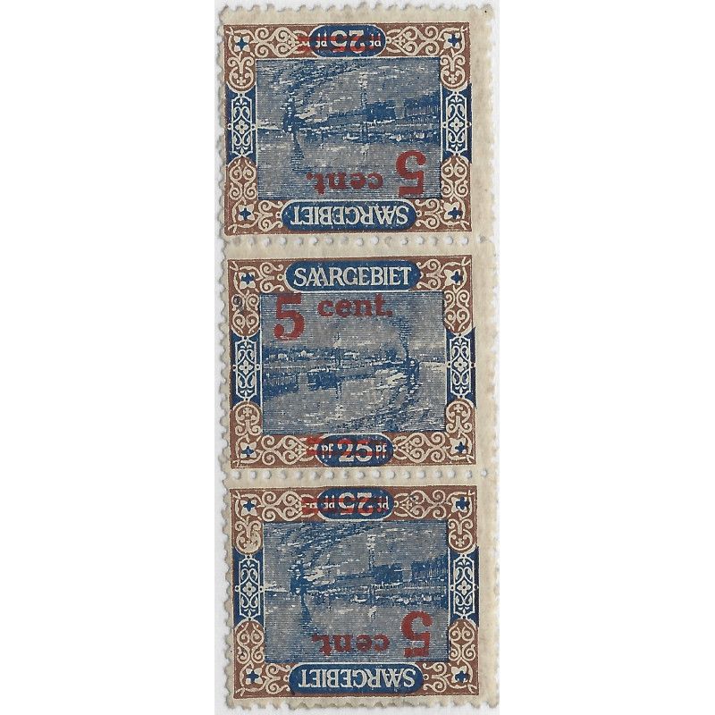 Sarre timbre N°70b tête-bêche en bande verticale neuf*.