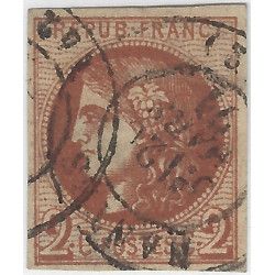 Bordeaux timbre de France N° 40Bd brun-rouge foncé oblitéré.