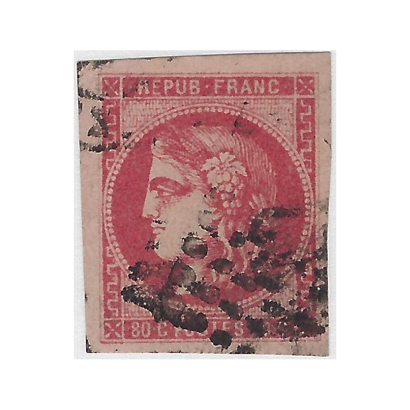 Bordeaux timbre de France N° 49 c rose carminé oblitéré.