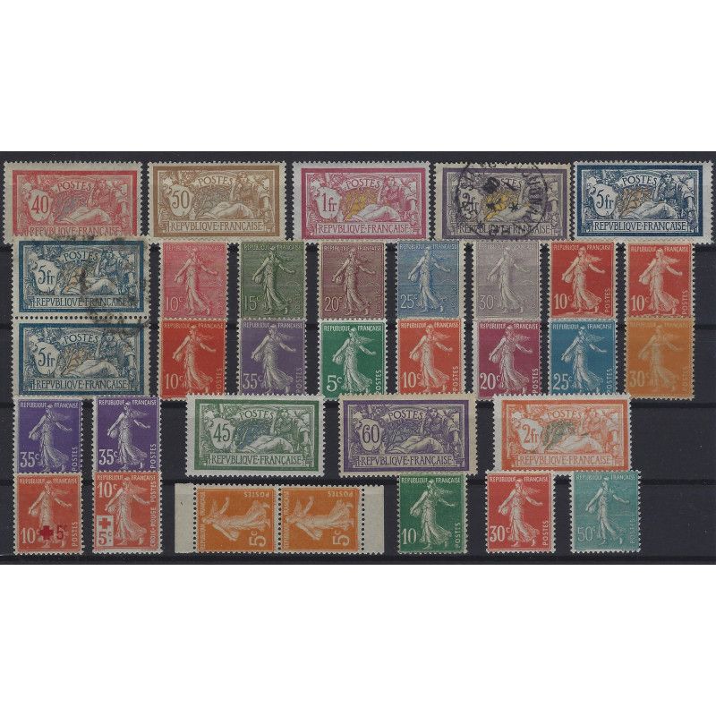 Lot de timbres de France semi-moderne 1900-1922.
