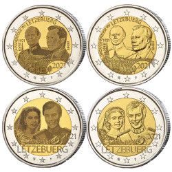 Lot de 4 x 2 euros commémoratives Luxembourg 2021 en 2 versions.