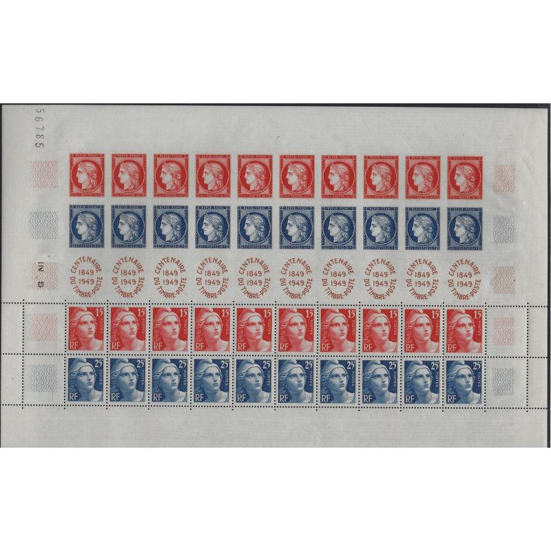 Feuillet Centenaire de timbre-poste F830 neuf** SUP.
