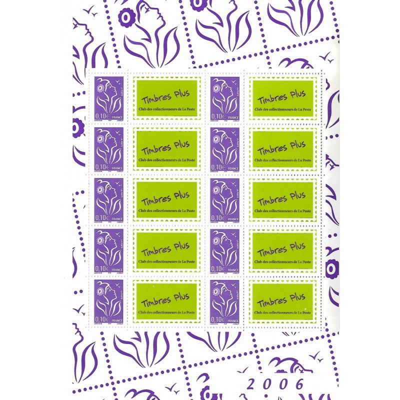 Feuillet de 10 timbres personnalisés Marianne de Lamouche N°F3916A neuf**.