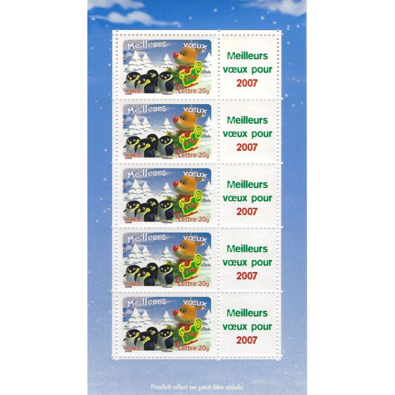 Feuillet de 5 timbres personnalisés Meilleurs vœux N°F3986Aa neuf**.